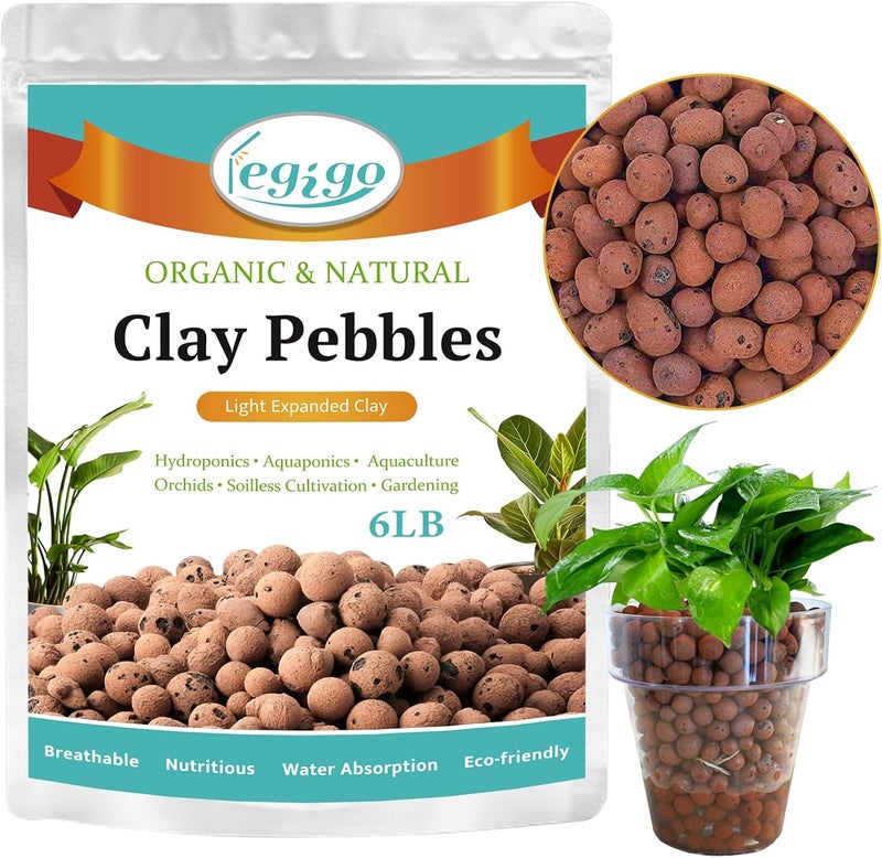 Legigo 6 LB Organic Leca Clay Pebbles for Plants, 4mm-16mm 100% Natural Leca Balls for Indoor Plants, Hydroton Clay Pebbles for Plants Hydroponic Aquaponics Growing Orchid Drainage Terrarium - Image 1